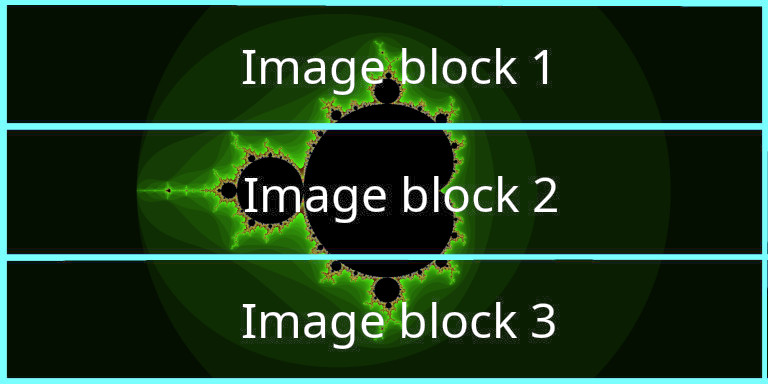 Image divided in blocks in a vertical layout